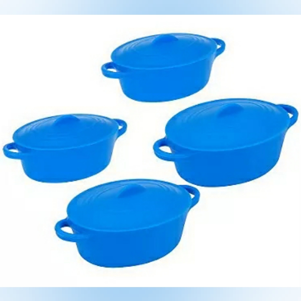 MCM Set of 4 12oz. Oval Silicone Mini Casserole Pots Purple